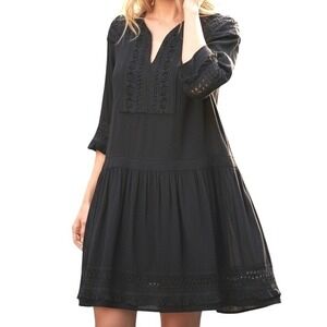 Tuckernuck Womens Pippa Shift Dress XS Black Lace Long Sleeve Kentucky Derby